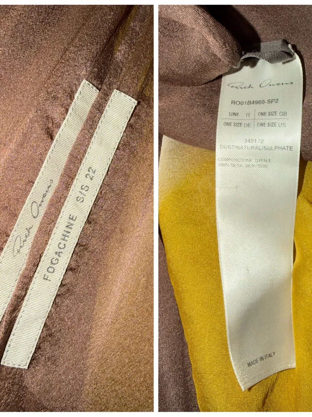 Rick Owens Yellow Silk Cape Sheer Runway Wrap One Size Rare EUC